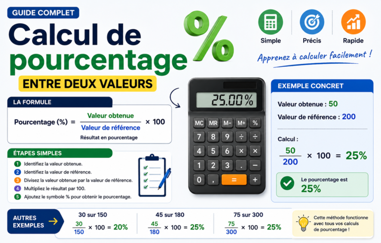 calcul de pourcentage entre deux valeurs