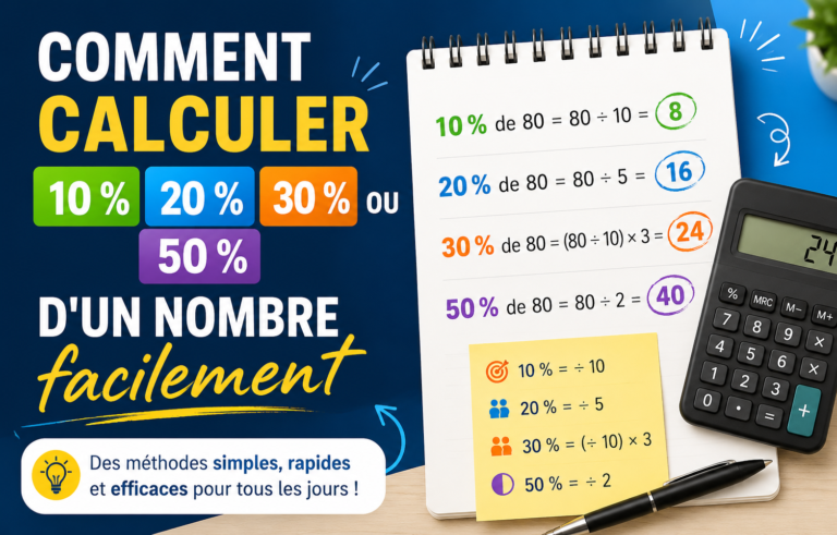 Comment calculer 10 %, 20 %, 30 % ou 50 % d'un nombre