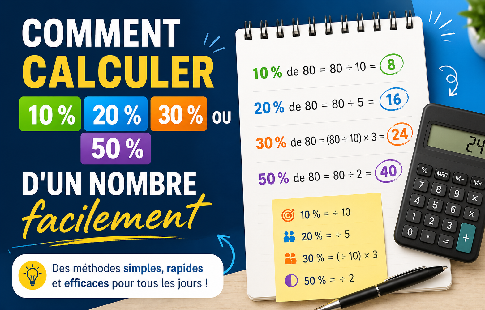 You are currently viewing Comment calculer 10 %, 20 %, 30 % ou 50 % d’un nombre facilement